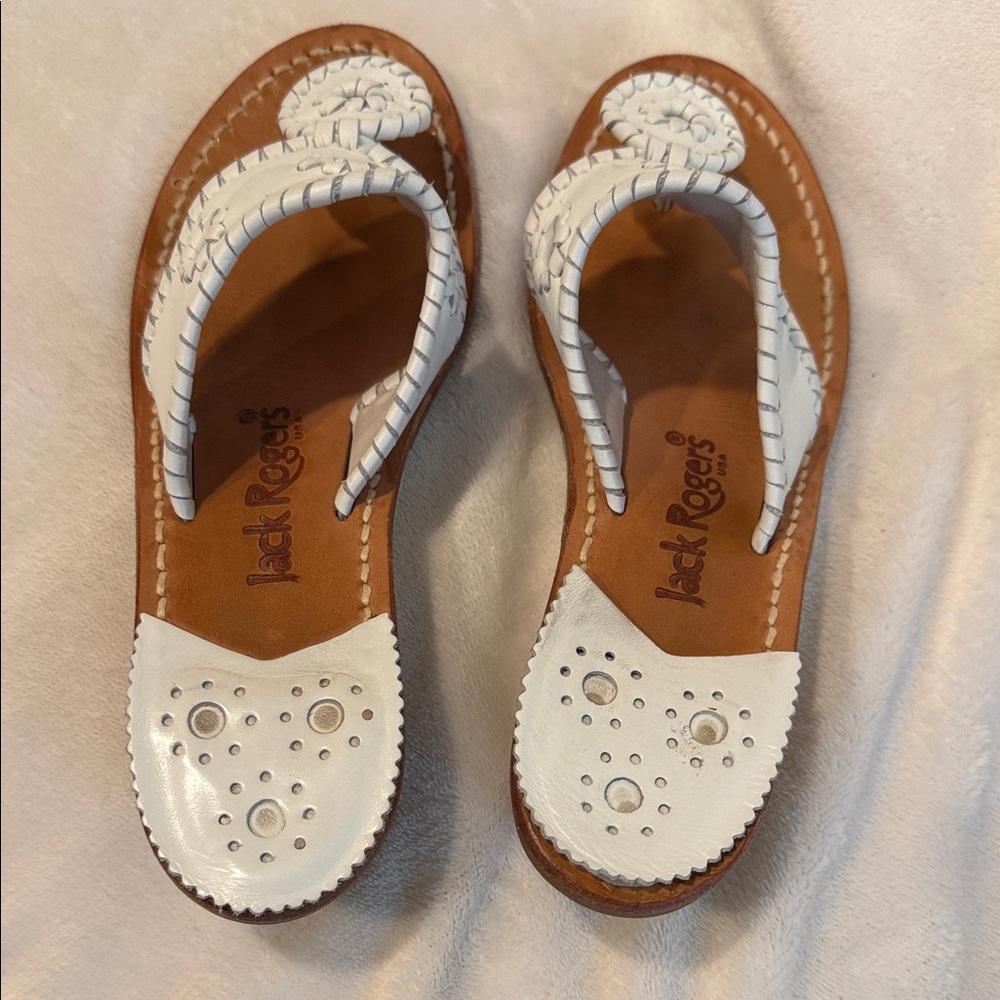 Jack Rogers White Leather heeled Sandals - Picture 2 of 7
